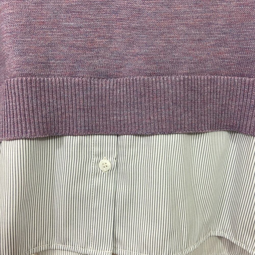 NWOT Foil Sweater Wool Blend Purple Layered Shirt S Oversized Old Money Preppy - Picture 3 of 11